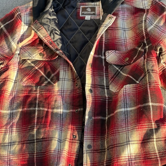 New Hooded Double Flannel Jacket with Snap On XLarge - Picture 5 of 9